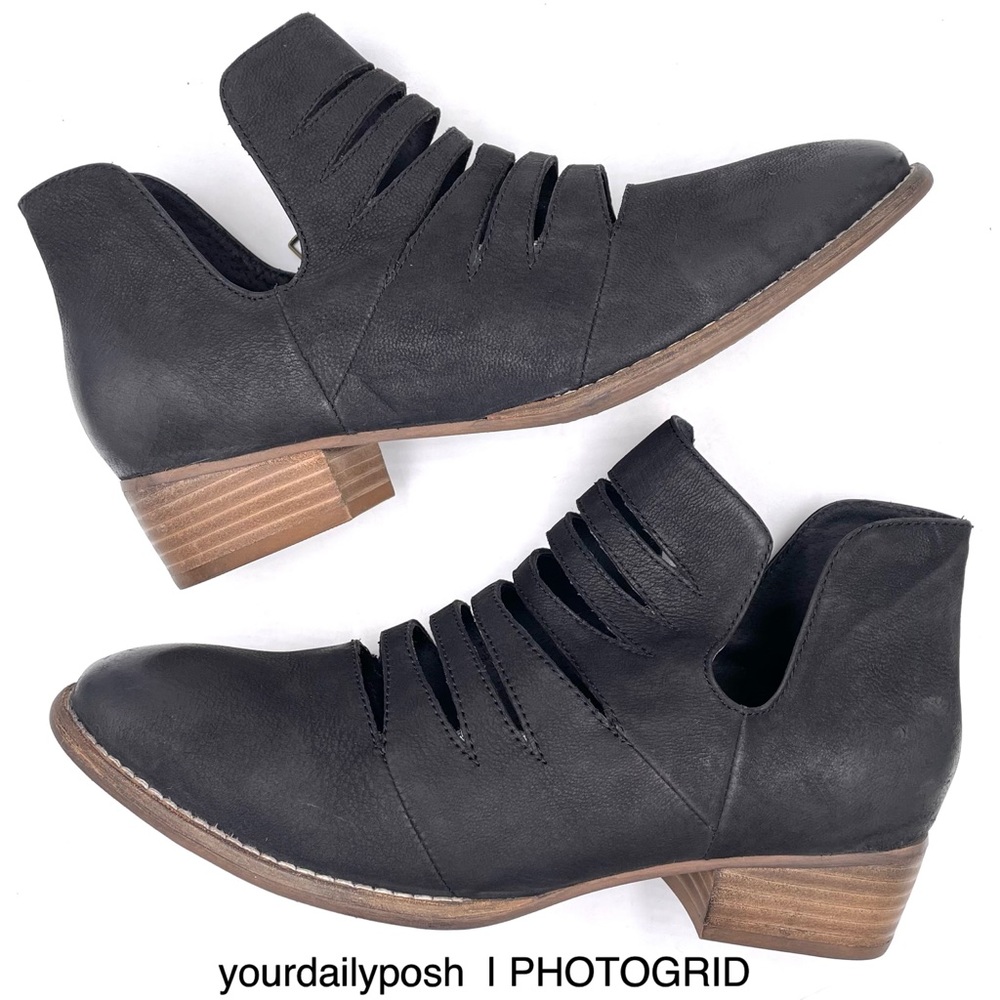 Seychelles nubuck black leather cutout Unanimous ankle boots US women’s size 7.5